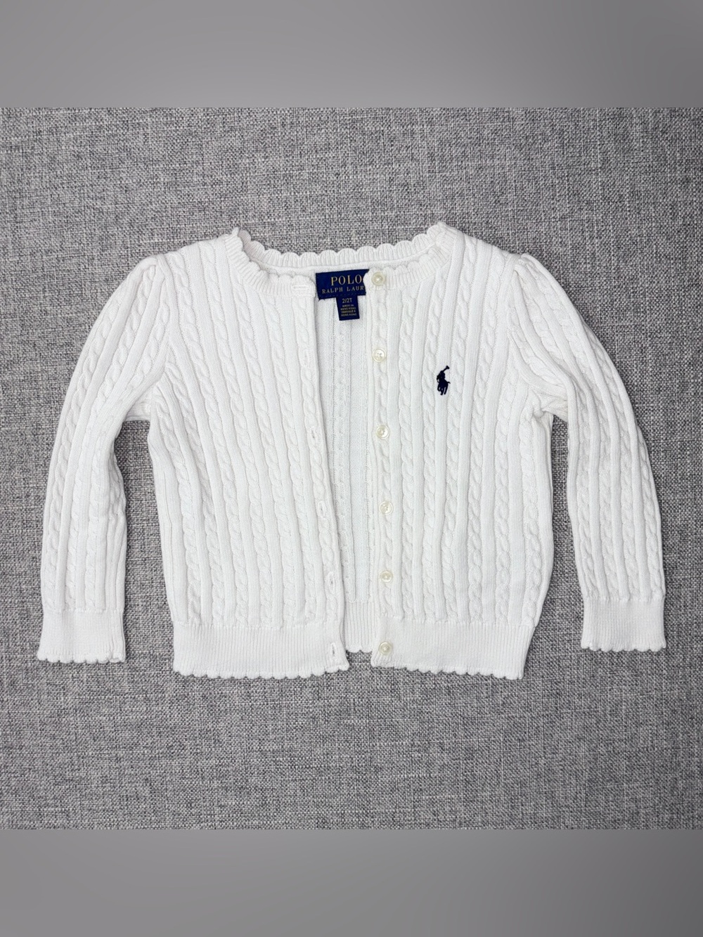 Polo Ralph Lauren 2/2T cream cable knit cardigan EUC